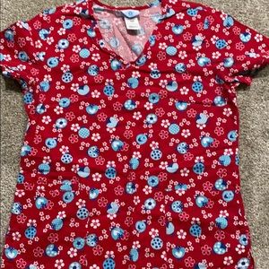 Red ladybug scrub top. Size small